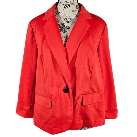 Katherine Malandrino Vibrant Orange Tailored Blazer Size Large - Picture 1 of 5